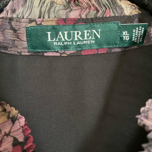 Lauren Ralph Lauren Romantic Georgette Floral Tiered Sleeve Crinkle Blouse - Picture 3 of 5